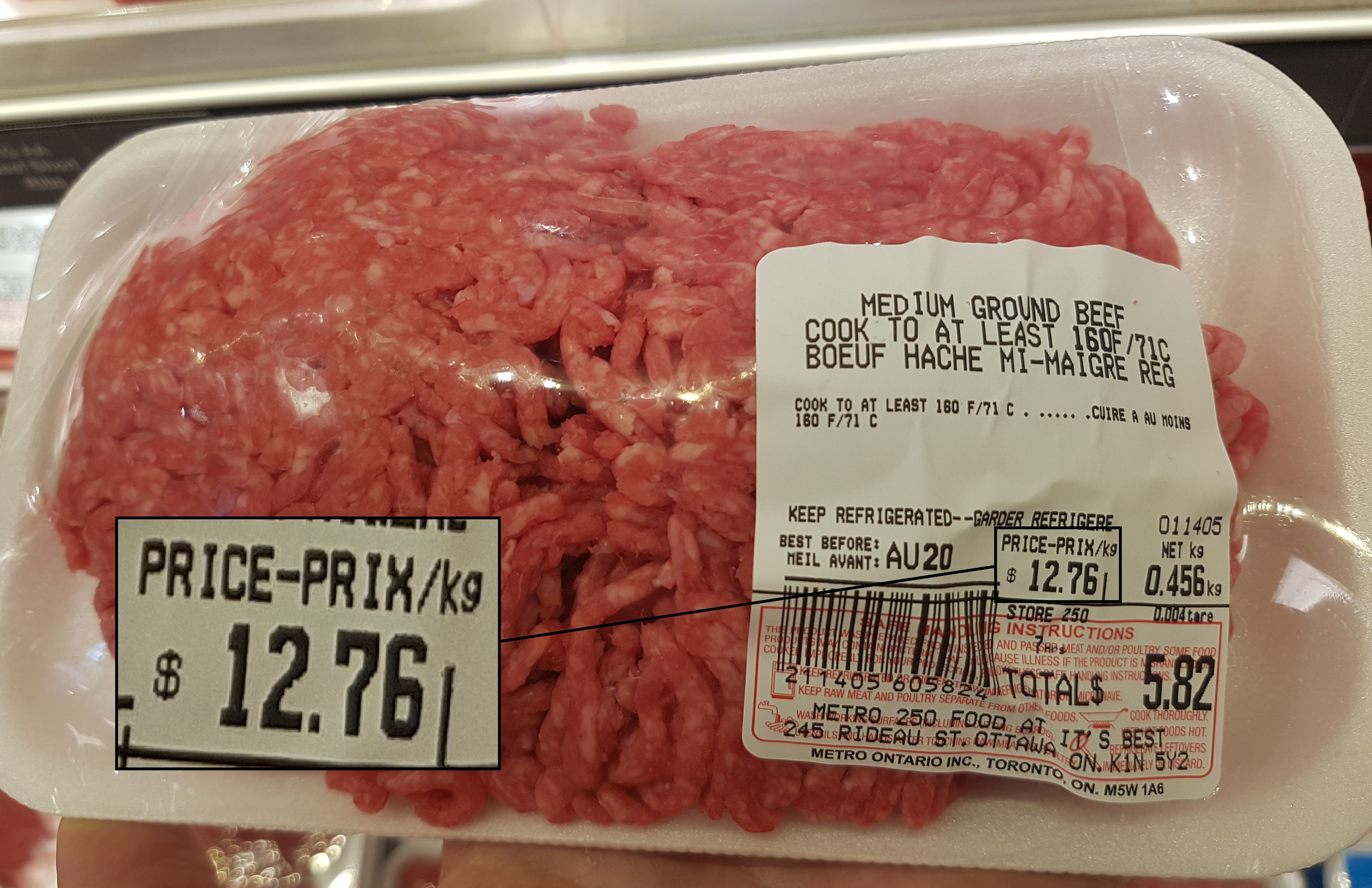 Une taxe carbone prélevée sur ce bœuf haché en augmenterait le prix de seulement 4 pour cent.
