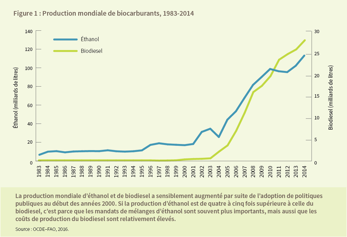 Figure 1: Production mondiale de biocarburants, 1983-2014