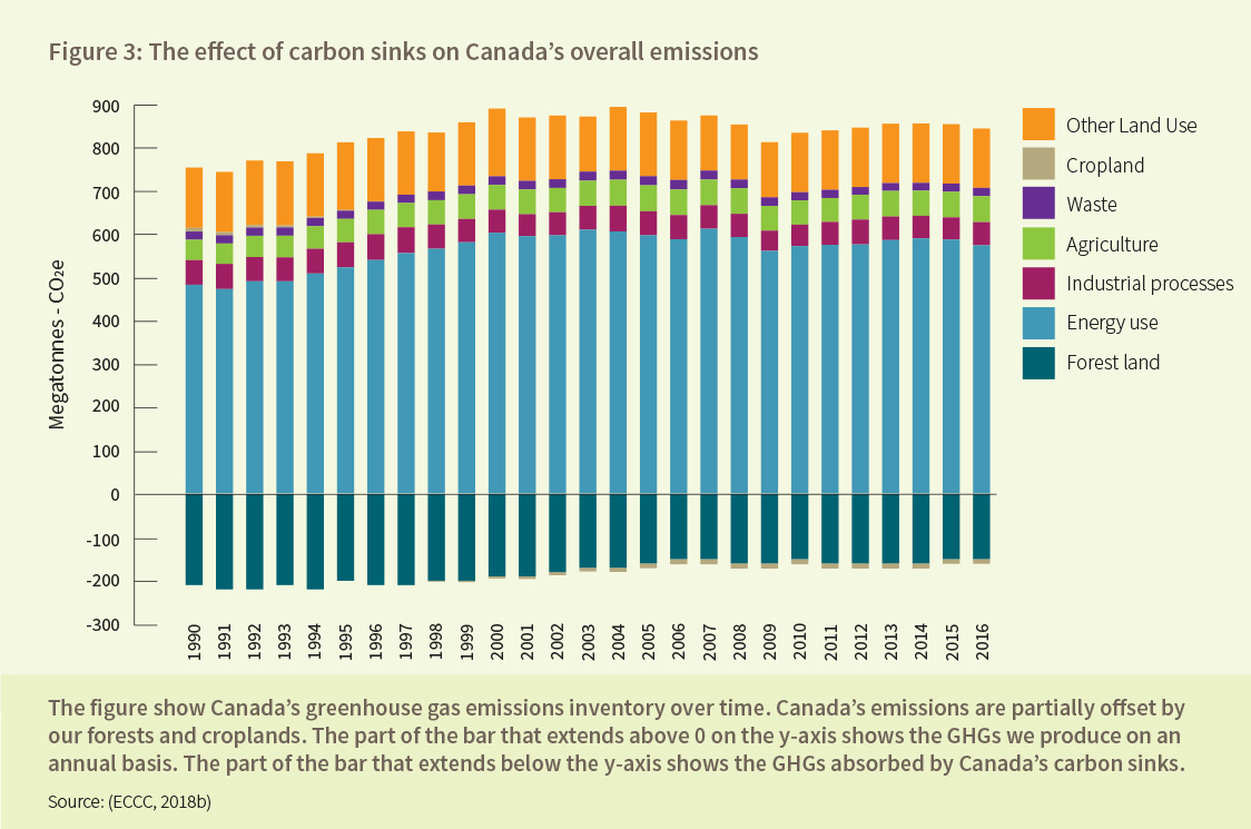 Figure 3: The effect of carbon sinks on Canada’s overall emissions
