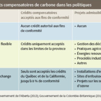 Tableau 5 : Marché des crédits compensatoires de carbone dans les politiques