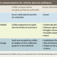 Tableau 5 : Marché des crédits compensatoires de carbone dans les politiques