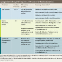 Tableau 6 : Recyclage des recettes générées par les politiques de tarification du carbone
